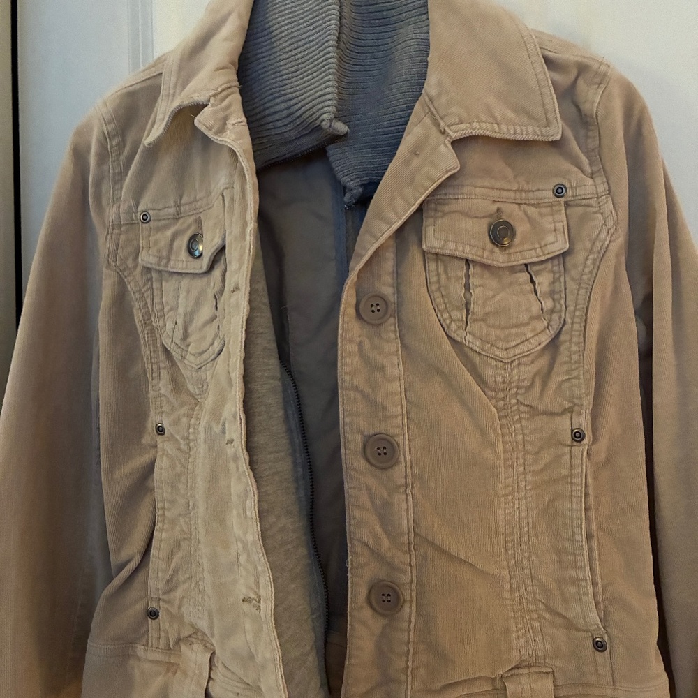 NEW, beige, cotton, corduroy jean jacket